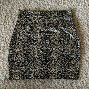 Metallic, leopard bodycon skirt